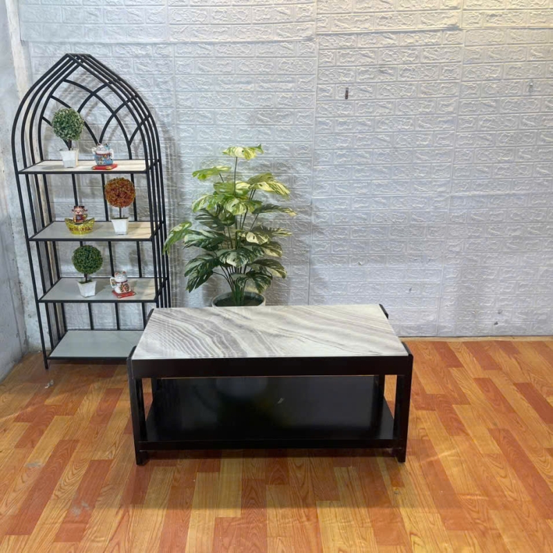 Bàn Trà Sofa Chữ Nhật Mặt Đá 2 Tầng - BT24