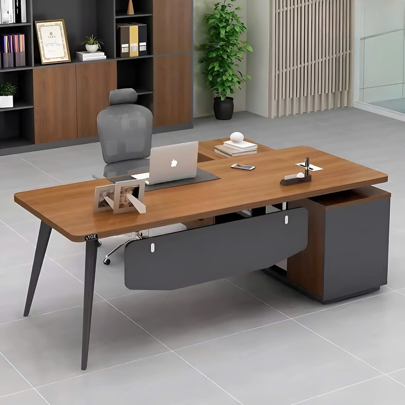 Bàn Giám Đốc Góc L Gỗ MDF Chân Sắt Hiện Đại - BGĐ9
