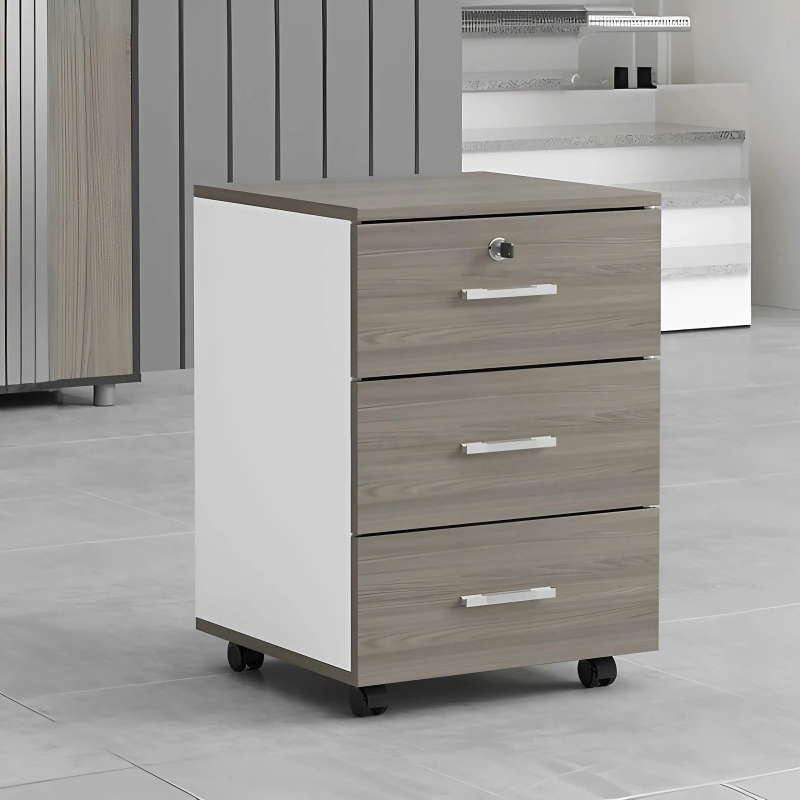 Tủ Phụ Di Động 3 Ngăn Màu Nâu Pha Trắng - TP34