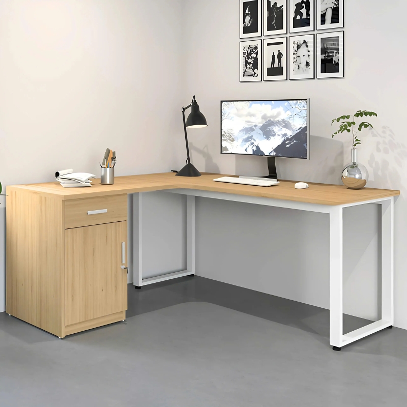 Bàn IKEA Góc L Có Hộc Chân Sắt - IK6